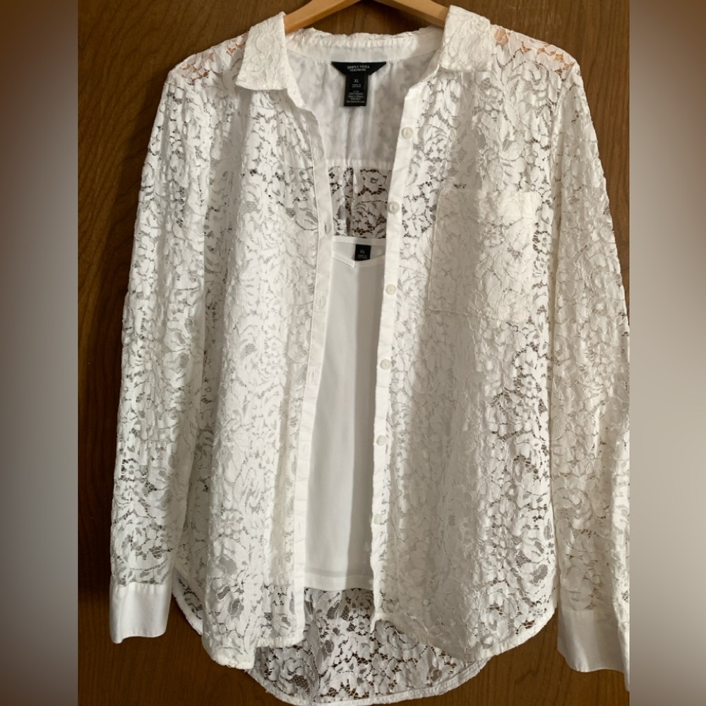 Vera Wang Lace Blouse with Tank Top